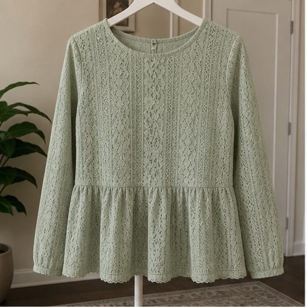 Sage Peplum Top